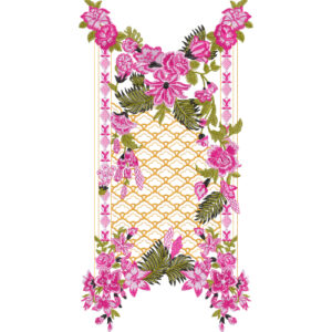 Elegant Pink Floral Panel Textile Print Design