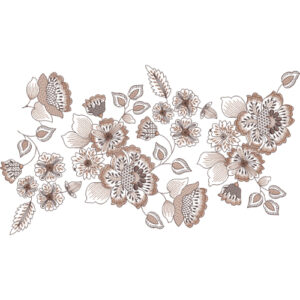 Soft Beige Floral Embroidery Style Decorative Textile Motif on Light Base