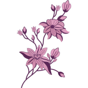 Soft Purple Floral Embroidery Style Decorative Textile Motif on Light Base