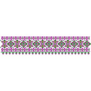 Colorful Geometric Floral Embroidery Style Border Textile Print on Light Base