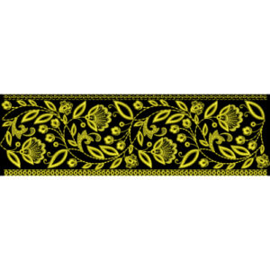 Elegant Golden Floral Embroidery Border Design on Black Background