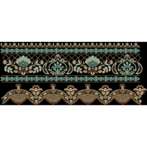 Luxury Turquoise and Gold Royal Embroidery Border Design
