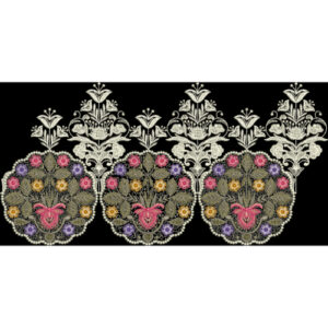 Luxury Multicolor Floral Medallion Embroidery Border Design