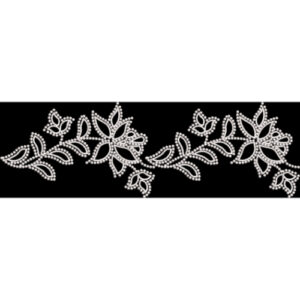 Elegant Pearl Beaded Floral Border Design on Black
