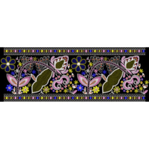 Colorful Floral Paisley Embroidery Border Design on Black