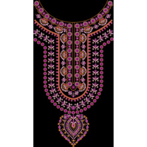 Royal Pink and Gold Embroidered Neckline Panel Design
