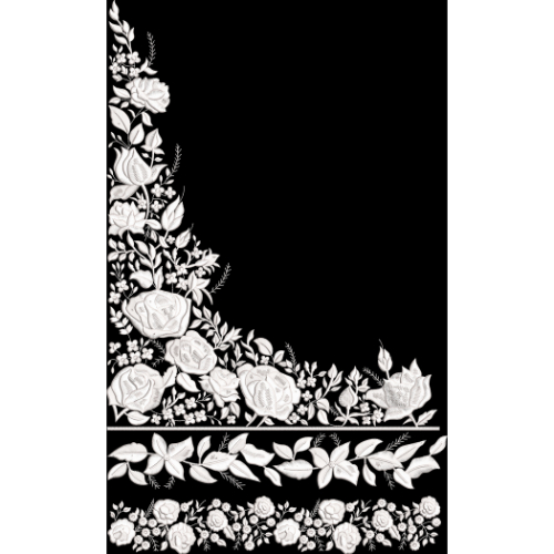 Elegant White Floral Corner Border Embroidery Design