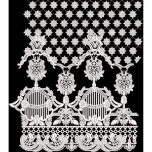 Classic White Ornamental Floral Embroidery Border Design