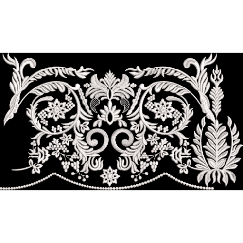 Elegant White Vintage Floral Scroll Border Design
