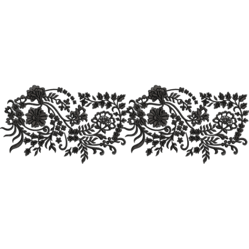 Elegant Black Floral Vintage Embroidery Border Design