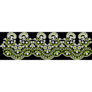 Stylish Green and White Floral Embroidery Border Design