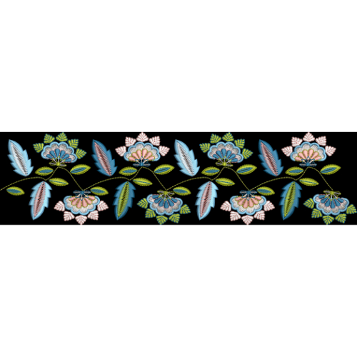 Elegant Multicolor Floral Embroidery Border Design