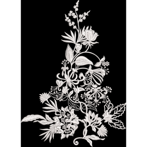 Elegant White Floral Embroidery Panel Design