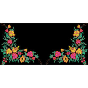 Vibrant Multicolor Floral Corner Border Embroidery Design
