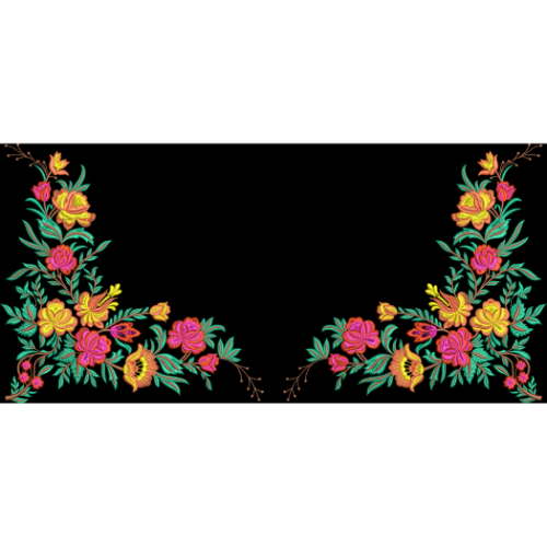 Vibrant Multicolor Floral Corner Border Embroidery Design