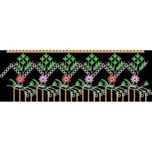 Elegant Multicolor Floral Geometric Embroidery Border Design
