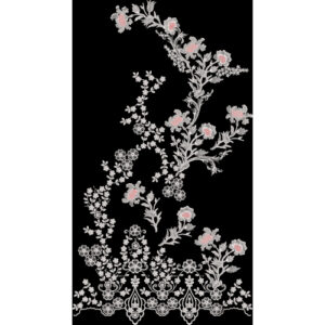 Elegant White Floral Lace Panel Embroidery Design