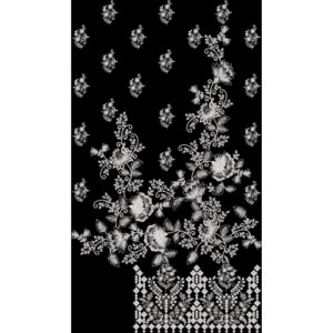 Elegant White Floral Allover Panel Embroidery Design
