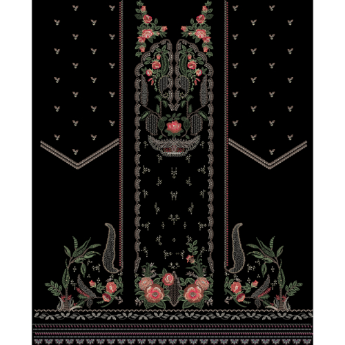 Royal Multicolor Floral Panel Embroidery Design