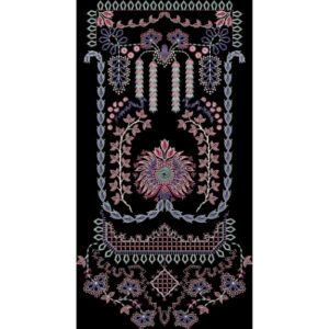 Royal Multicolor Ornamental Floral Panel Embroidery Design