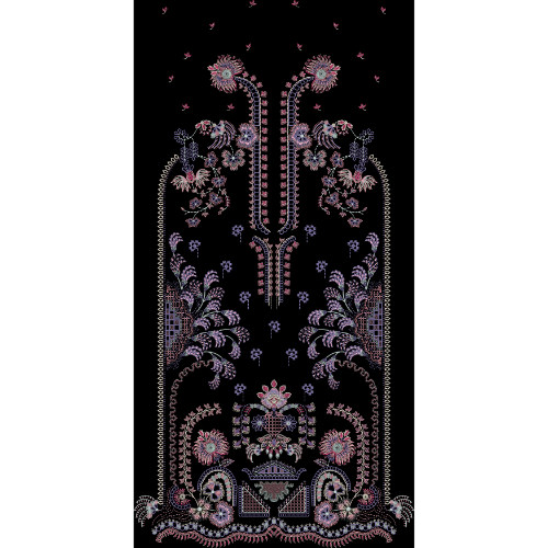 Luxury Multicolor Traditional Embroidery Panel Design