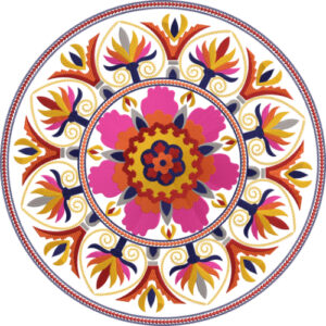 Vibrant Floral Mandala Embroidery Circle Design