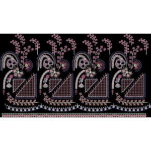 Elegant Multicolor Paisley Floral Embroidery Border Design