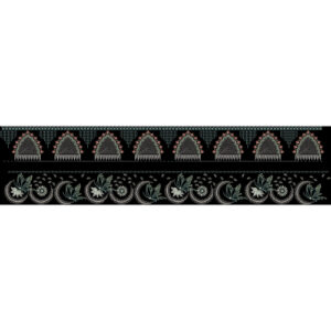 Elegant Floral & Mughal Arch Embroidery Border Textile Design