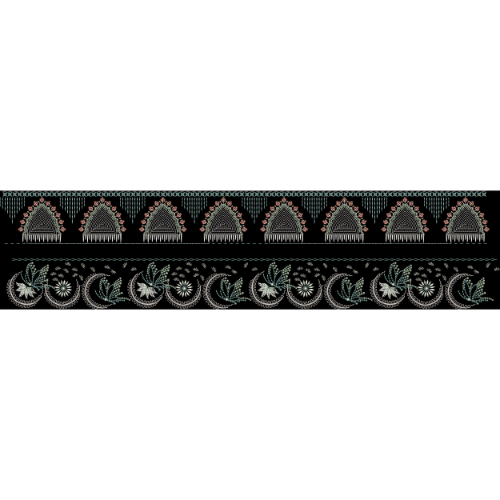 Elegant Floral & Mughal Arch Embroidery Border Textile Design