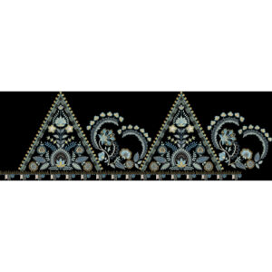 Ornate Triangular Floral Embroidered Border Textile Design