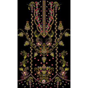 Royal Floral Embroidered Neckline & Ornamental Panel Textile Design