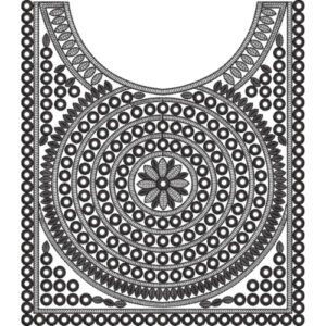 Classic Monochrome Geometric Embroidered Neckline Textile Design