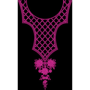 Vibrant Pink Geometric Embroidered Neckline Textile Design