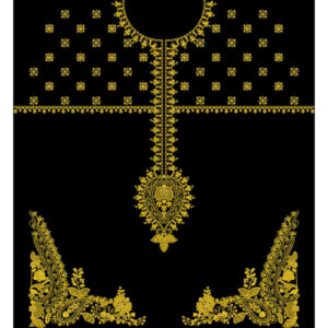 Royal Gold Floral Embroidered Neckline & Panel Textile Design