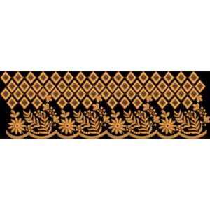 Elegant Golden Geometric Floral Border Textile Design