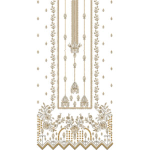 Elegant Traditional Hanging Motif Dress Embroidery Design with Floral Border