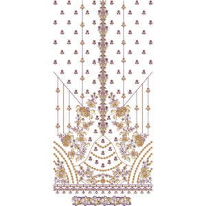 Luxury Floral Hanging Panel Dress Embroidery Design with Ornamental Border