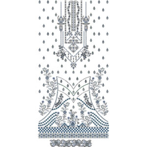 Elegant Geometric Floral Dress Embroidery Design with Ornamental Panel and Decorative Border