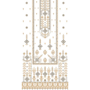 Royal Geometric Traditional Dress Embroidery Design with Ornamental Panel and Rich Border