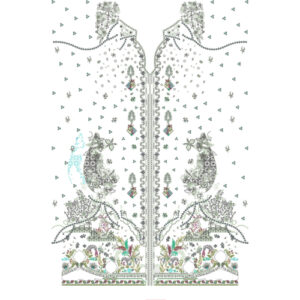Elegant Symmetrical Floral and Paisley Dress Embroidery Design with Ornamental Layout