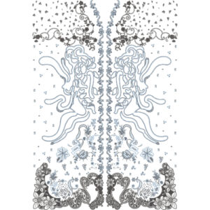 Elegant Symmetrical Ornamental Floral Dress Embroidery Design with Artistic Motifs