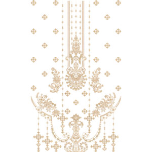 Luxury Golden Hanging Motif Dress Embroidery Design with Elegant Floral Ornamentation