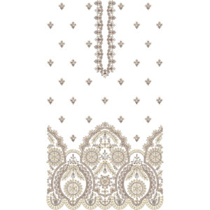 Elegant Traditional Floral and Arch Dress Embroidery Design with Ornamental Border