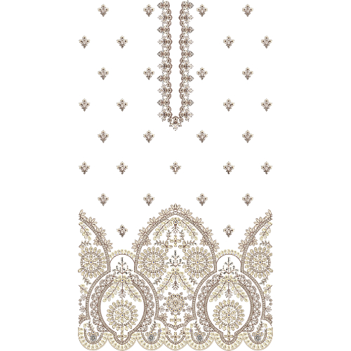 Elegant Traditional Floral and Arch Dress Embroidery Design with Ornamental Border