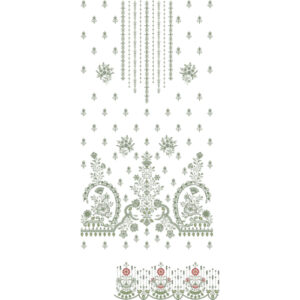 Elegant Green Floral Hanging Dress Embroidery Design with Ornamental Border