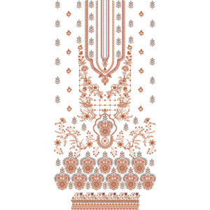 Elegant Traditional Floral Panel Dress Embroidery Design with Ornamental Border