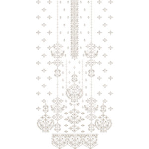Elegant Monotone Ornamental Floral Dress Embroidery Design with Decorative Border
