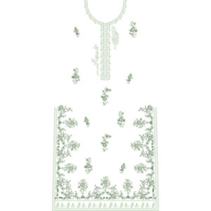 Elegant Light Green Floral Dress Embroidery Design with Delicate Neckline and Border