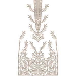 Luxury Monochrome Neckline Embroidery Design with Intricate Floral and Ornamental Dress Pattern
