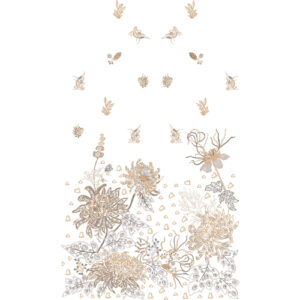 Elegant Minimal Floral Dress Embroidery Design with Delicate Motifs and Artistic Composition